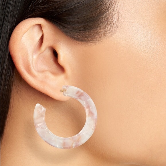 NWOT Madewell Marbled Resin Hoop Earrings Violet - Picture 3 of 5